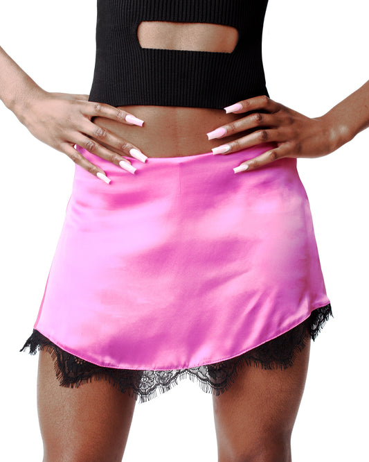 Dark Romance Set: Silk Lace Trim Skort